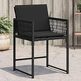INLIFE Gartenstühle mit Kissen 4 STK. Schwarz Poly Rattan,Möbel,Gartenmöbel,Gartensitzmöbel,Gartenstühle,Schwarz,23.25 KG,365018