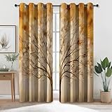 Verdunkelungsvorhänge H260 x B140 cm (2er Pack), Elegante Und Luxuriöse Große Bäume, Weich Vorhänge Blickdicht mit rostfreien Ösen, stilvoller Luxus-Vorhang für Wohnzimmer Schlafzimmer, Beige