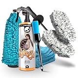 Nuke Guys Felgen Reinigungsset | Felgenreiniger 1l mit Wirkindikator + Mikrofaser Felgenbürste + Ersatzbezug + Felgenpinsel + Felgenhandschuh + Trockentuch | Auto Felgen Reinigung Set