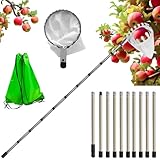 Forhandy Obstpflücker Apfelpflücker 4M Obstpflücker mit Teleskopstiel und Stoff, Obstpflücker für Kirschen, Pflaumenpflücker