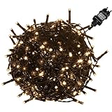 VOLTRONIC LED Lichterkette, IP44, Modell- und Farbwahl, 100 LEDs, Grünes Kabel, warmweiß