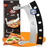 grillart® Premium Pizzamesser – Extra scharfer Edelstahl Pizzaschneider mit 30 cm Klinge & Doppelgriff für müheloses Schneiden – hochwertiges Wiegemesser – effizienter als Pizzaroller