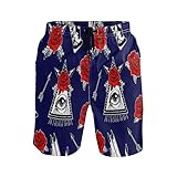 Paris Auge Rose Blume Herren Badeshorts Badehose mit Mesh-Futter Boardshorts für Männer Surf Schwimmhose Sporthose