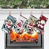 Tceapoo Weihnachtsstrumpf Set, 4 Stück Groß Nikolausstiefel Nikolausstrumpf für Weihnachtsdeko, 31cm Weihnachten Christmas Stocking für Weihnachtsbaum Kamin Deko (Bunt)