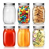 6 Stück Einmachgläser 500ml, Marmeladengläser, Mason Jar Gläser mit Deckeln, Luftdichte Einweckgläser, Glas Dosen Gläser für Konservieren, Eingelegtes, Marmelade, Honig, Joghurt, Nüsse, Süßigkeiten