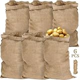 SaiXuan Natur-Jutesack 6er-Set (105cm x 60cm), Atmungsaktiver Jutesack Groß für Lagerung von Bauabfällen, Gartenabfällen, Lebensmitteln und Pflanzenschutz im Winter - mit Verschlusskordel