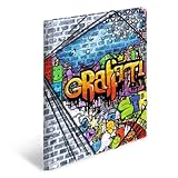 HERMA Sammelmappe A4 Graffiti, Kinder Eckspanner-Mappe aus Kunststoff mit Kunst Motiv, Gummizug, Innenklappen und Innendruck für Jungen und Mädchen