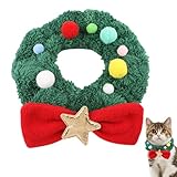 Weihnachts-Hundehalsband, niedliches Weihnachts-Plüschhalsband für Kätzchen, Plüschkatze, bequem, verstellbare Halsbänder für Haustiere