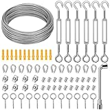 DIYLAND Drahtseil Rankhilfe Set 35M/2mm Drahtseil Edelstahl Set für Kletterpflanzen, Seilspanngarnitur für Lampenaufhängung,Gardinen seil,einschließlich Seilspanner Edelstahl Drahtseilklemme