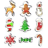 MIUTME Ausstechförmchen Weihnachten,9 Stück Plätzchen Ausstecher Weihnachten,Ausstechform Ausstecher Weihnachtsbaum,Keksausstecher für Tortendeko Kekse Backen Küche Zubehör