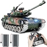 RC Panzer 1/18 Russischer T90, 2.4GHz Panzer Ferngesteuert mit Schussfunktion, WW2 Panzer Modell Panzer Metall Ketten Kampfpanzer, mit Rauch, mit Licht und Sound für Erwachsene und Kinder