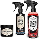 URBAN FOREST Auto Reiniger SPARSET | Auto Innenraum Reiniger & Innenraumpflege 500ml + Felgen Reiniger 1000ml + Premium Leder Balsam für professionelle Lederpflege 250ml Made in Germany