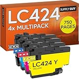 Supply Guy LC424 Druckerpatronen kompatibel mit Brother LC-424 LC424VAL Patronen passend für DCP-J1200W DCP-J1200WE Multipack 4 Tintenpatronen