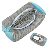 elook Schuhwaschbeutel Waschmaschine, Wiederverwendbarer Schuhbeutel Waschmaschine, Waschbeutel Schuhe Waschmaschine mit Reißverschluss für Alle Schuharten und Größen - 38 x 19 cm (Grau)