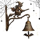 Vintage Halloweens Hexe Türklingel, Gusseisen, Halloweens-Türhänger,Halloweendeko Türklingel Klingel Haustür Halloweendeko, Schiffsglocke Outdoor Hängbarer Außenschmuck,Weihnachts-haustür-dekorationen