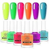 Born Pretty Nagellack Set Schnelltrocknend Neon Bright Hot Pink Orange Gelb Grün Blau Violett Nagellack Ohne UV Lampe Frühling Sommer