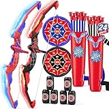 HYES Pfeil und Bogen für Kinder, Spielzeug Bogenschießen Set, LED Licht Up Bogen mit Saugnapf Pfeile, Score Ziele, Indoor Outdoor Spielzeug Geschenk für Jungen Mädchen