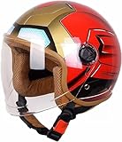 Motorradhelm Kinder Mädchen Junge,ECE-Zertifizierung Kid Jet Helm Mit Visier Roller Helm Kids Scooter Helm Mofa Helm Fahrradhelm, Schnellverschluss, Herausnehmbar, Waschbar F,48-56CM