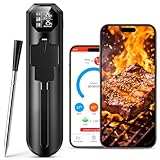 maxtachi Fleischthermometer Kabellos, Smarte Grillthermometer Bluetooth mit App and Alarm, IP67 Wasserdicht ölbeständig Bratenthermometer, 150m Meat Thermometer für BBQ Ofen Grill Smoker Rotisserie