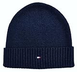 Tommy Hilfiger Strickmütze Mütze Cotton Cashmere Beanie Baumwolle Kaschmir Blau Space Blue One Size