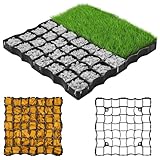 R.G. Rasengitter 10 Stück Rasenplatten 50 x 50 x 2,5 cm Paddockplatten Rasenwaben Gehwegplatten Rasengitterplatten 2,5m², Schwarz