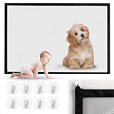 2 Stück Hunde Türschutzgitter Treppenschutzgitter, 110 x 77 cm Haustiere Kinderschutzgitter, Sicherheitsgitter für Hunde, Schwarz Türschutzgitter ohne Bohren mit 8 Klebehaken, Türgitter für Hunde