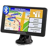Bluetooth Navigationsgerät für Auto 2022 - GPS Navi 7 Zoll LKW Navigation für Auto, EU UK 52 Karten Lebenslang kostenloses Kartenupdate, Freisprecheinrichtung Blitzerwarnung Sprachführung Fahrspur POI