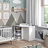 Vicco Wickelkommode Kristian, Weiß, 85 x 86.2 cm mit Tür und offenen Fächern