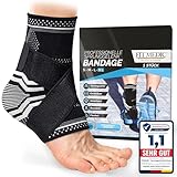 FitMedic Sprunggelenkbandage | Professionelle Fußbandage Einstellbar & Flexibel | Unisex Knöchel-Bandage für Sprunggelenk Sport Fußball Achillessehne Knöchelschutz Gelenkschmerzen gegen (Schwarz, XL)