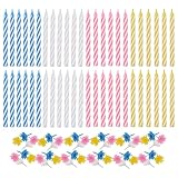 Geburtstagskerzen Set, 48 Stück, Mehrfarbig, Originelles Design, Bunte Standfüße, Vegan, Kerzendekoration für Torten und Cupcakes