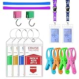 Lammcou XXL Kofferanhänger Kreuzfahrt Set, Gepäckanhänger, Schlüsselband, Magnethaken, Wäscheklammern & Handtuchbänder für Strandliegen, Essentials-Set für Cruise Luggage Tags Kit