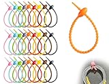 AOYEGIC 27 Stücke Silikon Krawatten,Wiederverwendbar Kabelbinder,Spiralbinder,Silikonbänder,Tasche Clip,Beutelverschluss,Rouladenbinder,für Beutel Verschluss Kabelmanagement(bunt)