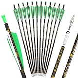 Poearcus Bogenschießen Armbrust Pfeil 16' 17' 18' 20' 22' Armbrust Bolzen Carbonpfeile mit 4' Feder für Jagd Ziele Praxis 12Pcs (Grün, 18 inch)