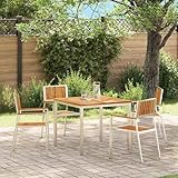 Gecheer Stapelsessel, 4 Stück Massivholz Teak und Metall, stapelbar wetterfest modernes Design für Balkon und Terrasse42006204