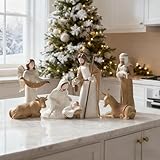 Storieme Krippe Weihnachten 8 Krippenfiguren: Handgemacht Harz Religiöse Weihnachtskrippe für Weihnachtsdeko & Geschenke