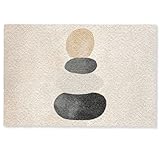 MuchoWow© Fußmatte 60x90 cm innen Schmutzmatte Fußabtreter Türmatte Vorleger Entrance Mat Abtreter Schmutzmatten Eingangsbereich Floor Mats Formen - Beige - Japandi