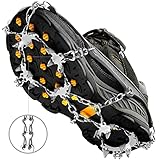 Grödel steigeisen für Bergschuhe mit 19 Zähne Verdickte Schuhkrallen aus Edelstahl Anti-Rutsch Schuhspikes für Mann Frau Erwachsene Fit für Wandern Trail Running Trekking Winter Outdoor(Grey, Medium)
