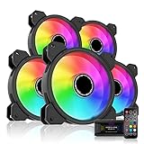 EZDIY-FAB 120mm RGB lüfter,Motherboard Aura Sync Lüfter,hoher Luftstrom, ARGB Gehäuselüfter für PC Gehäuse,Geschwindigkeit einstellbar mit Hub X and Remote-5 Pack