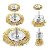 Drahtbürsten-Topfbohrer-Set, 6-teilig, messingbeschichteter Stahl, Drahtbürsten-Topfbohrer-Aufsätze, Kanten 75 mm, 100 , Drahtbürste