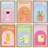 lxmydm Malen nach Zahlen Erwachsene 6-teiliges Cocktailglas-Digital-Ölgemälde-Set für Anfänger mit Acrylfarbe und 6 Pinseln (20 x 30)