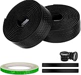 Piuluvor® Lenkerband Rennrad, 2 Rollen Fahrrad Lenkerband Selbstklebend Rutschfest Stoßdämpfend Griffband mit Lenkerstopfen für Rennrad Gravel Urban Cycling (200 × 3 cm)