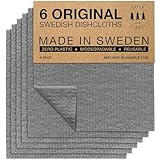 SUPERSCANDI Putzlappen im 6er Pack - 100% Biologisch Abbaubar & Kompostierbar | Wiederverwendbare & Lebensmittelsichere Spültücher Ohne Plastik | Für Jede Oberfläche Geeignete Spüllappen | Grau