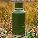 Wasserflaschen Edelstahl Wasserflaschen Große isolierte Outdoor-Trinkflasche 2 Liter mit verstellbarem Gurt | Grüne Reiseflaschen mit verdicktem Boden, Wasserflaschen zum Wandern