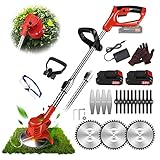 24 V Akku Rasentrimmer Electric Grass Trimmer mit Akku und Ladegerät,Multifunktion Motorsense,Verstellbarer Teleskop-Führungsholm und Zusatzhandgriff,für den Garten,Gartengeräte