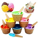 Ziyero Niedlich Bunte EIS-Schalen Eisbecher Geschenke Dessert Schalen Set Praktische Eisbecher Dish Cup für Essen, Obst, EIS, Familie, Camping, Weihnachten Party usw—6 Stück(Eine für Jede Farbe)