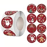 500 Stück Runde Sticker Kinder,Weihnacht Aufkleber,Stickers zum Beschriften,Selbstklebende Sticker,Stickerrolle für DIY Backen,Gepäck,Scrapbook,Laptop,Trinkflasche,Partei Papiertüten Dekoration