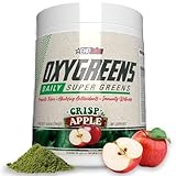 EHPlabs OxyGreens Daily Super Greens Pulver - Spirulina-Pulver, Grün-Superfood mit präbiotischen Ballaststoffen, alkalisierenden Antioxidantien & Immunitätswellness, 30 Portionen (Crisp Apple)