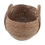 Parliky Handgewebter Pflanzenkorb aus Natürlichem Rattan mit Griff Atmungsaktiver Pflanzentopf für Innenräume Rustikaler Übertopf für Wohnzimmer Büro Vielseitiger Pflanzgefäßkorb