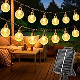 litogo Solar Lichterkette Aussen, 15M LED Lichterkette Außen Solar Wetterfest, 8 Modi Kristall Kugeln mit Memory-Funktion, Solarlichterkette Outdoor für Balkon, Garten, Terrasse, Partys, Warmweiß