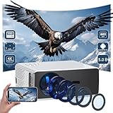 Smart Beamer 4K [Elektrischer Fokus und Auto Keystone] Heimkino mit Apps,Full HD 1080P Beamer mit WiFi5 Projektor,20000 Lumen Outdoor Heimkino Kompatibel mit TV Stick/HDMI/USB/AV/Laptop/iPhone/Android